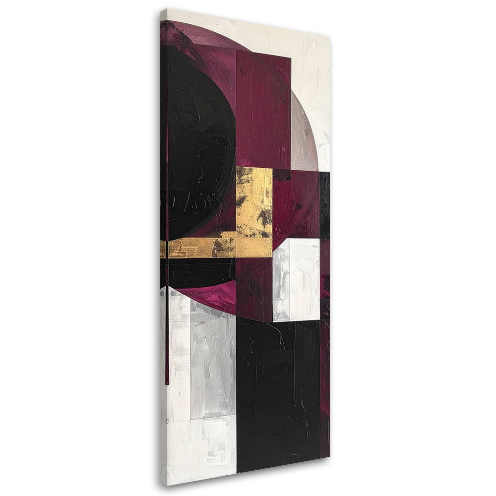 Obraz do salonu biura kuchni, Abstrakcja geometryczna w odcieniach burgundu 50x150
