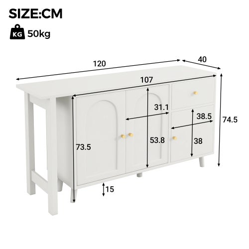 Bureau d’angle pivotant 360° en MDF – 3 portes – 1 tiroir – blanc - 3