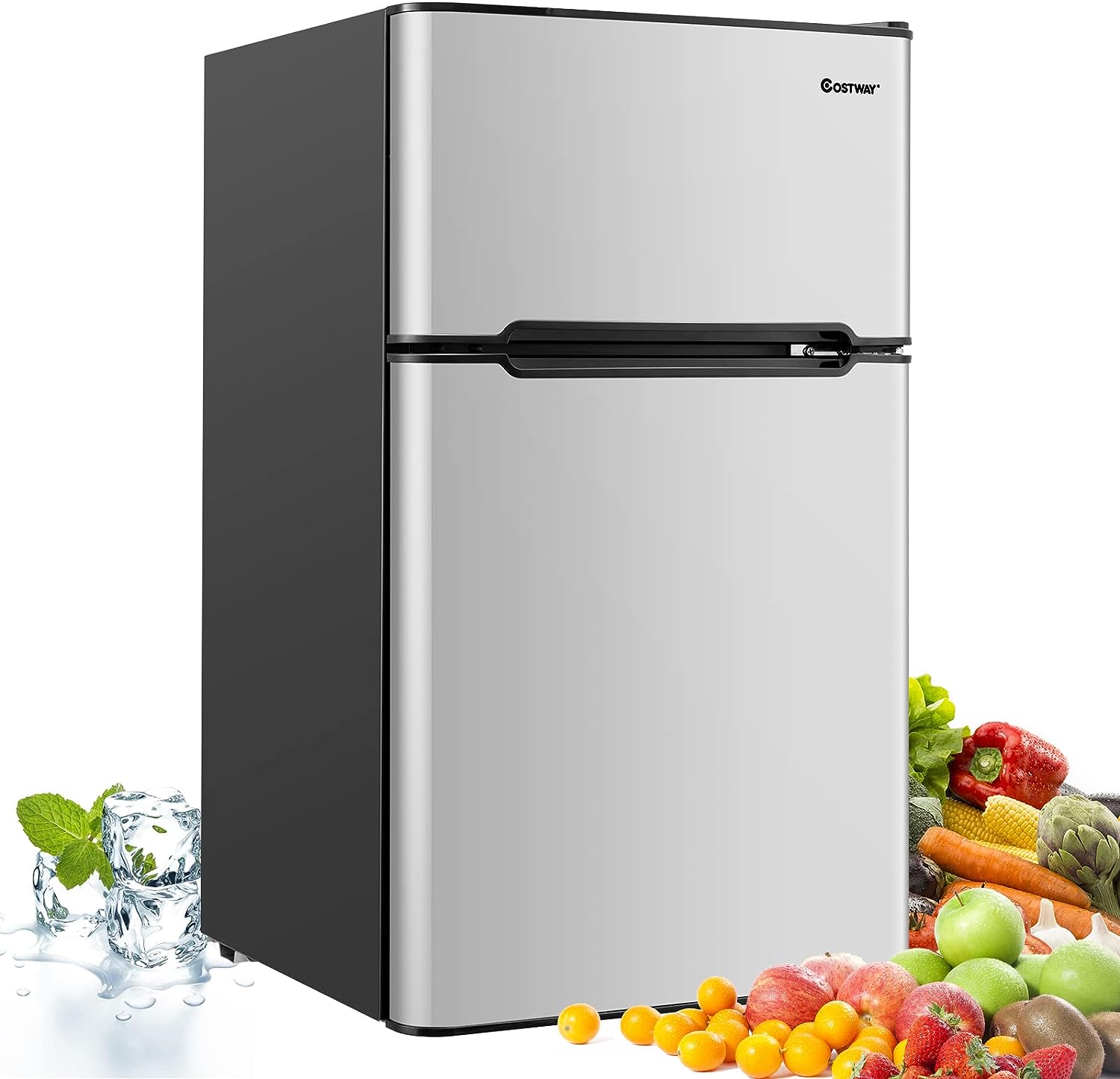 Lodówka z zamrażarką 27 l, 90 l, stojąca, mini lodówka (szara)