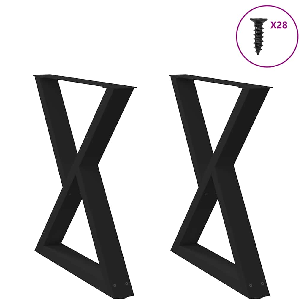 Nogi do stołu jadalnego 2 szt. Czarne 70x(72-73,3) cm Stal vidaXL