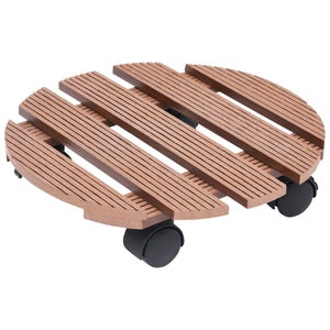 2x Carrello per piante WPC Piatto su Ruote Porta Pianta su ruote per Vaso di Fiori Pianta Angolare Marrone | Leroy Merlin