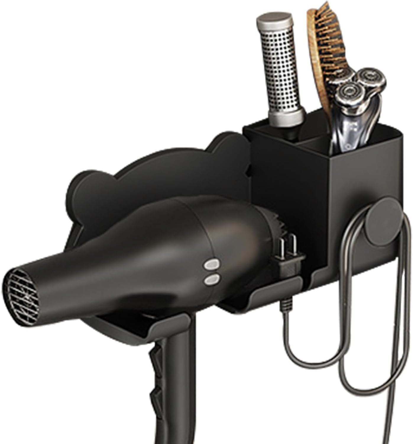 Samoprzylepny uchwyt na suszarkę do włosów Samoprzylepny uchwyt na suszarkę do włosów do przechowywania w łazience Czarny