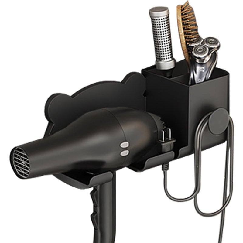 Samoprzylepny uchwyt na suszarkę do włosów Samoprzylepny uchwyt na suszarkę do włosów do przechowywania w łazience Czarny