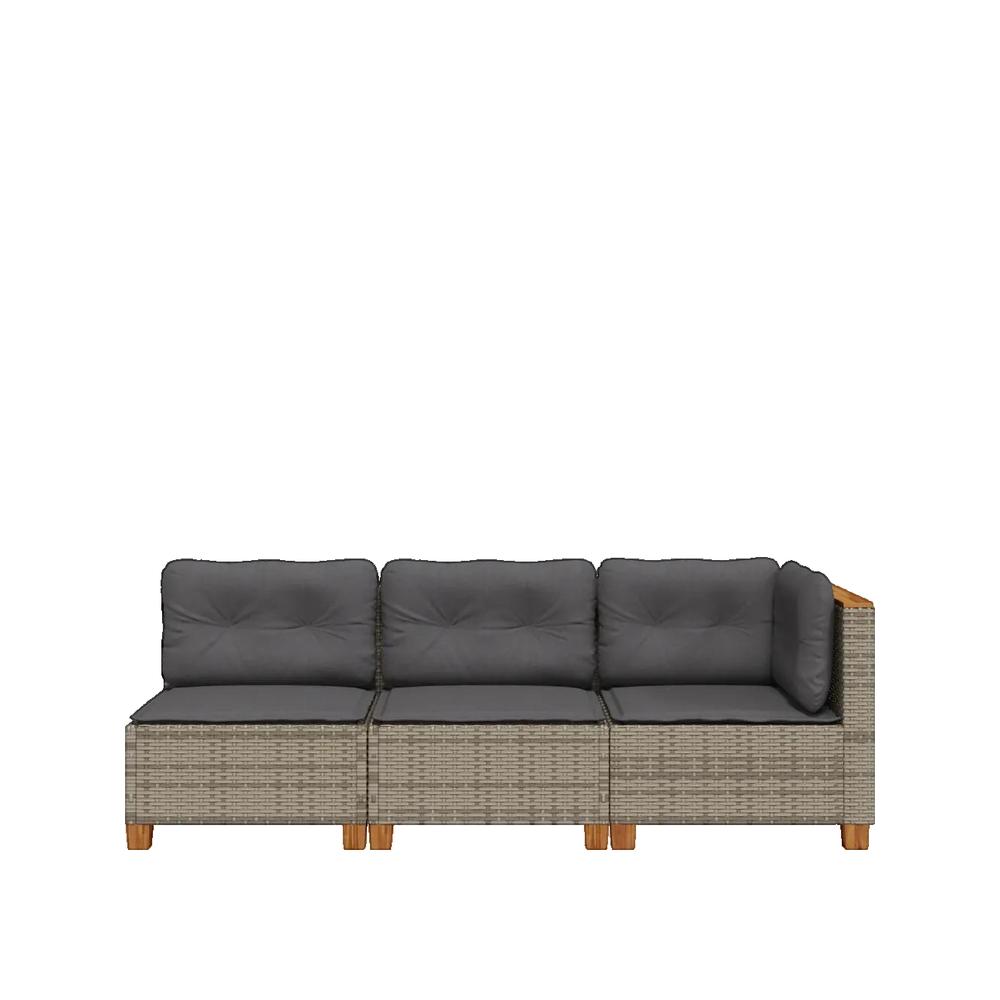 Sofa ogrodowy vidaXL szary z plecionki modułowy