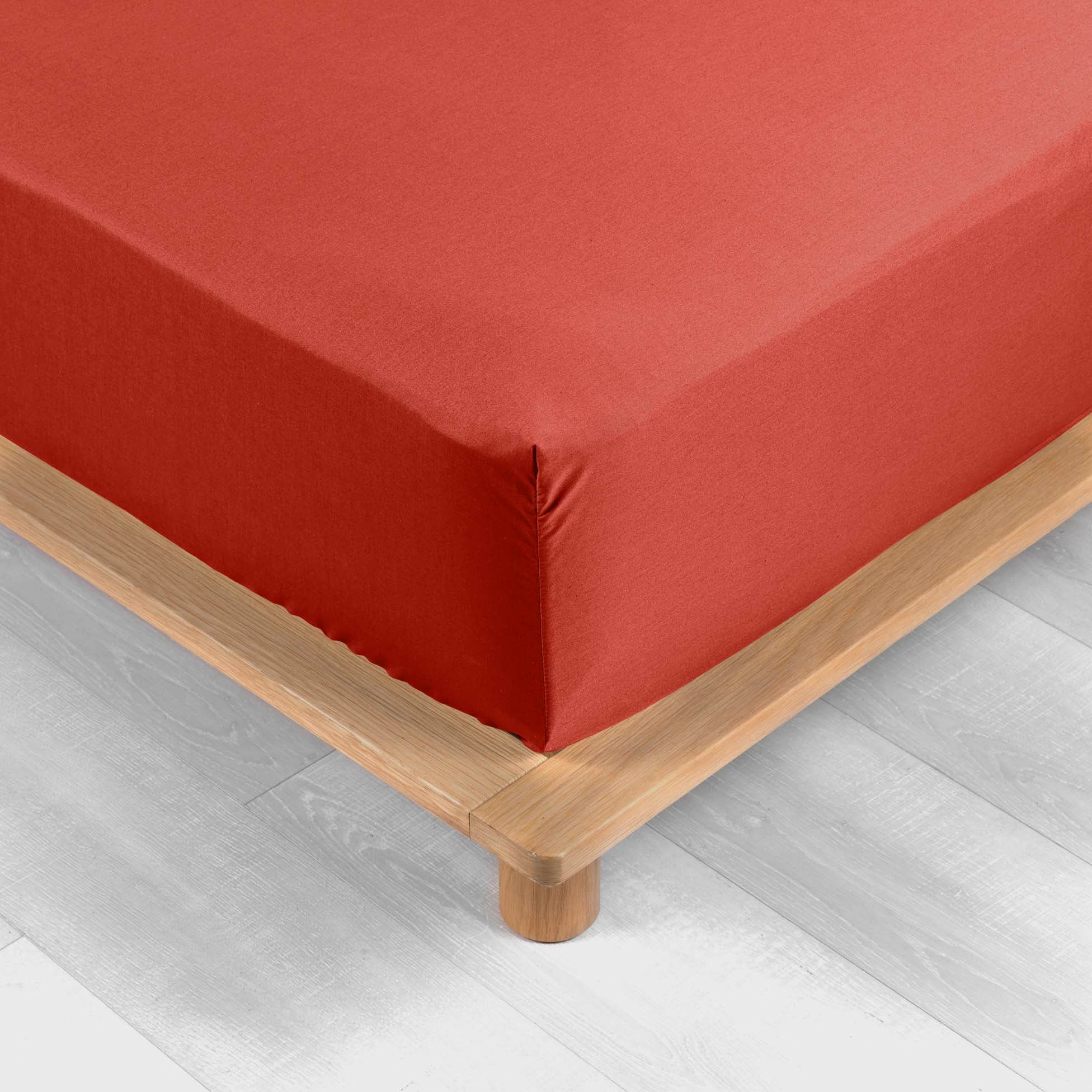 Drap-housse 2 personnes 140 x 190 cm percale de coton 78 fils Tomette – Bonnet 30 cm - 2