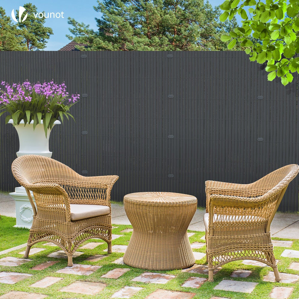 Canniccio PVC Frangivista Recinzione 90x300cm con Supporto Centrale, Arella Doppia Schermo Privacy, Grigio - 4