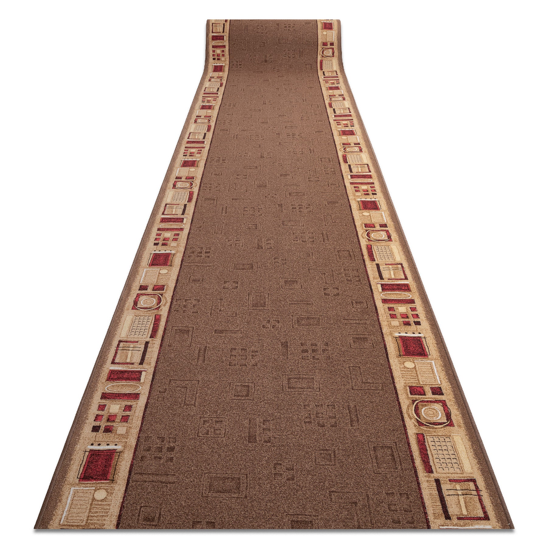 Alfombra de pasillo con refuerzo de goma jena marrón 120cm 120x220 cm
