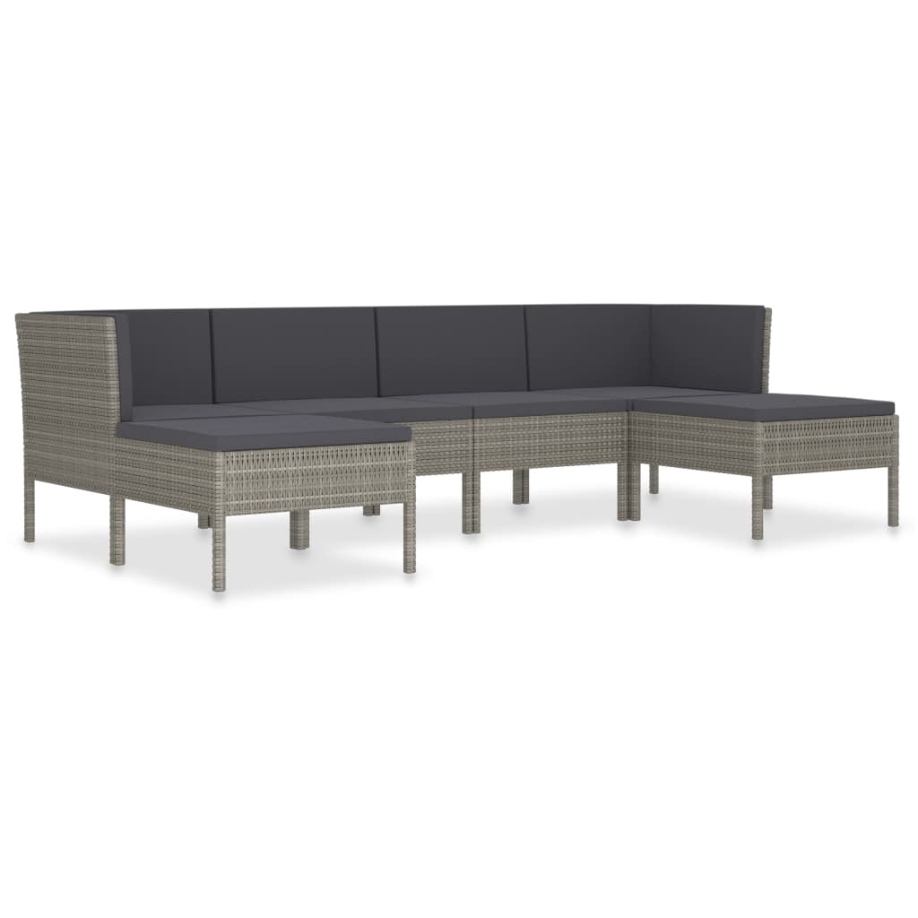 Maison Exclusive - Set Divani da Giardino 6 pz con Cuscini in Polyrattan Grigio - 2