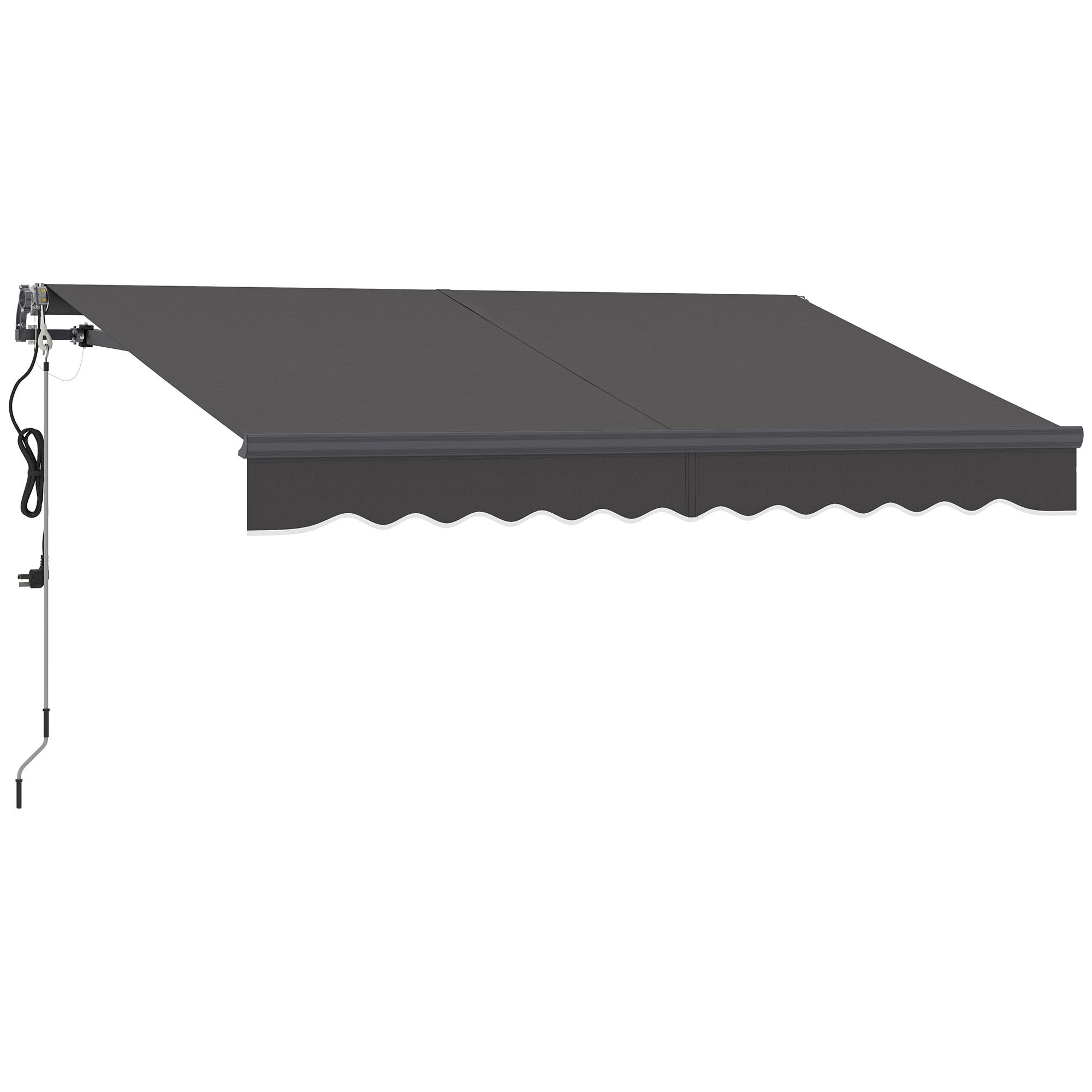 Toldo eléctrico retráctil outsunny aluminio, poliéster gris oscuro 296x250x150 cm