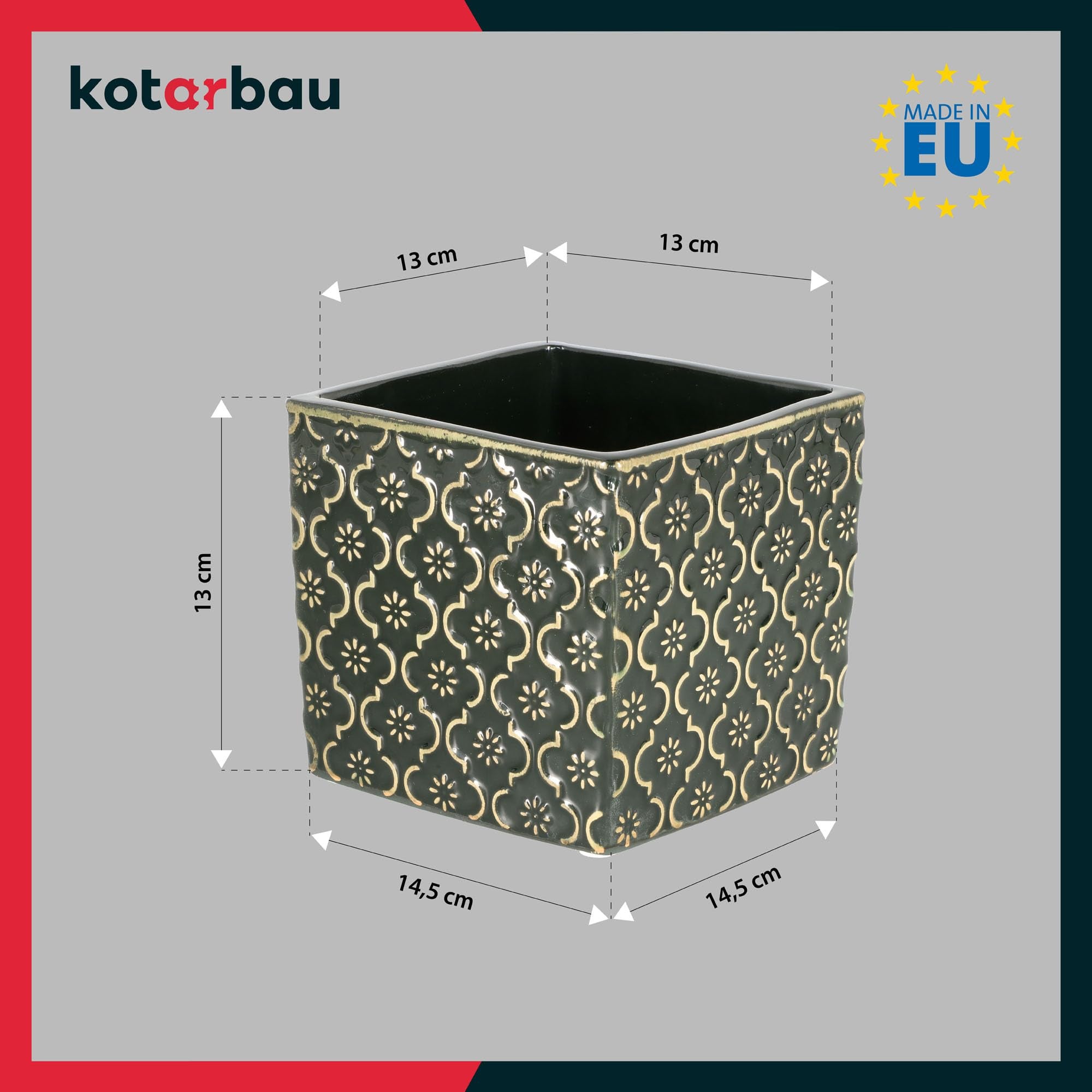 2x doniczka vintage 13x13 ceramiczna donica osłonka na kwiaty zioła rośliny - KOTARBAU - 3