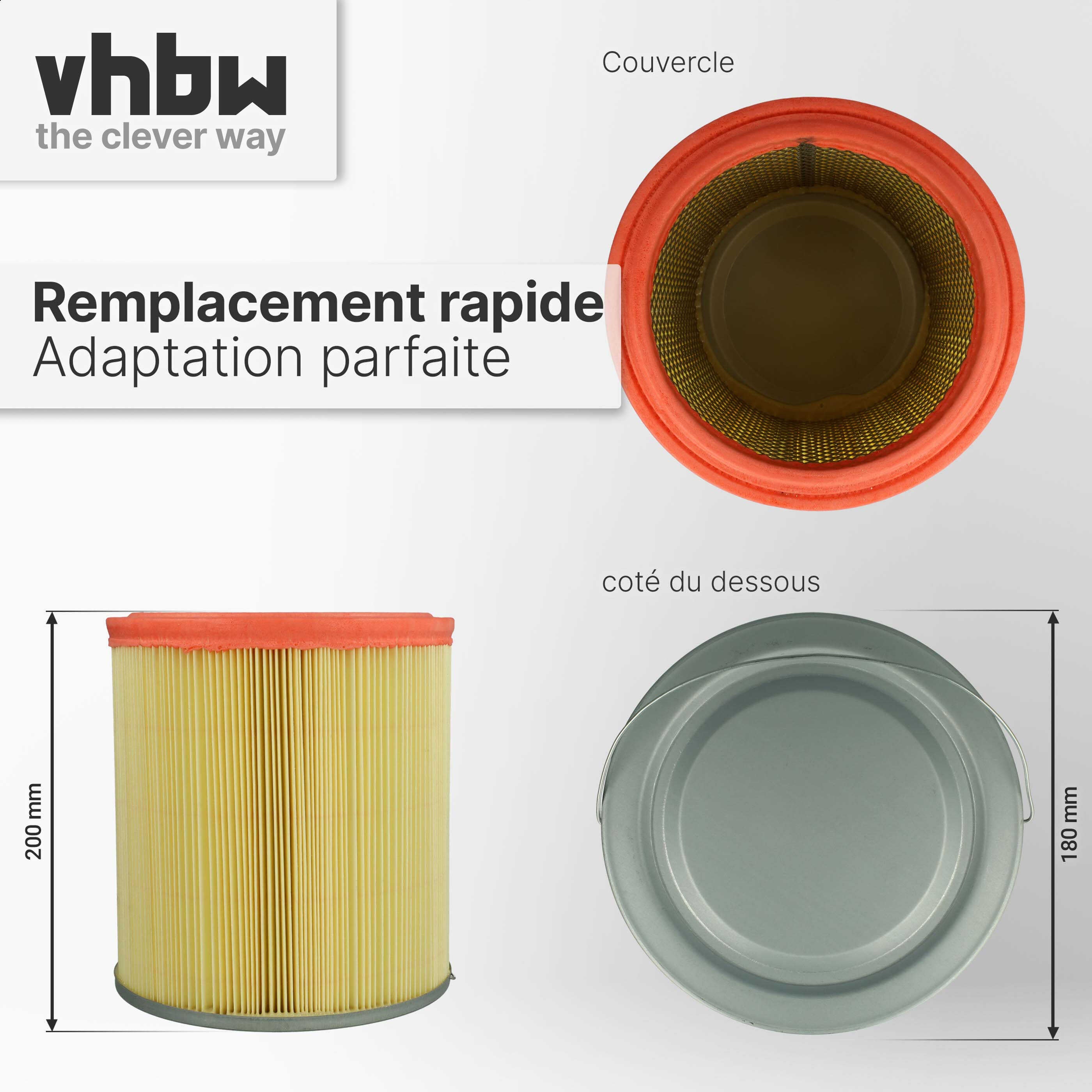 vhbw filtre d'aspirateur pour Rowenta Wet & Dry Vorace, Wet &Dry Vorace aspirateur filtre rond plissé - 3