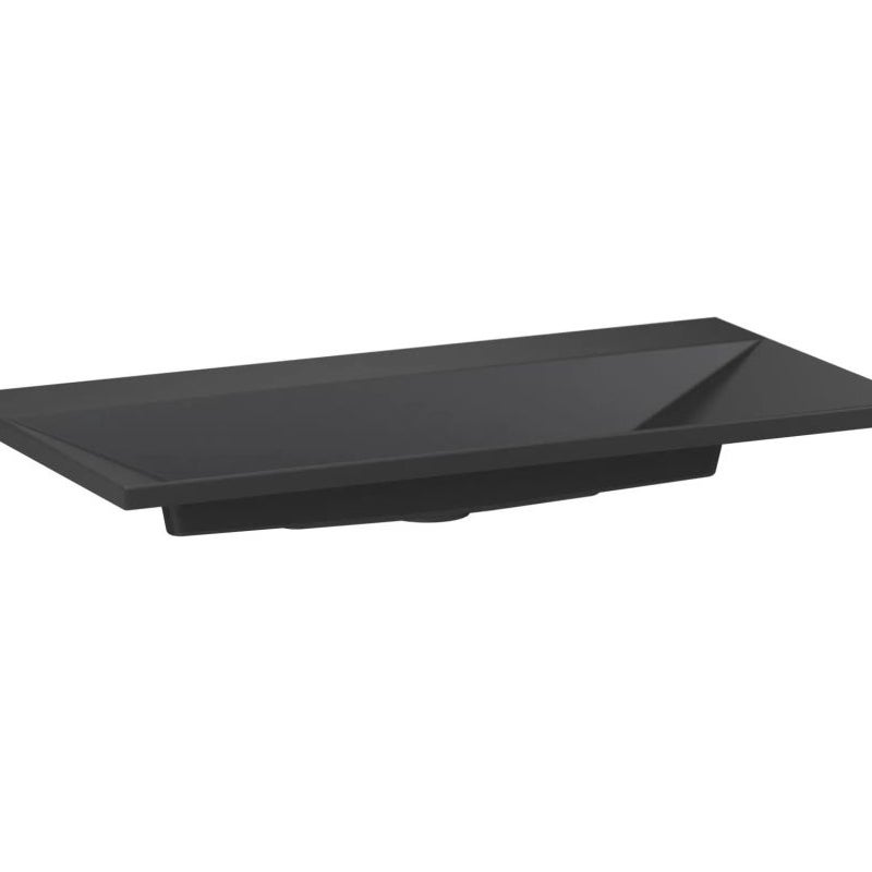 Umywalka wpuszczana EDGE 90 cm czarny mat kwarcowa bez otwor