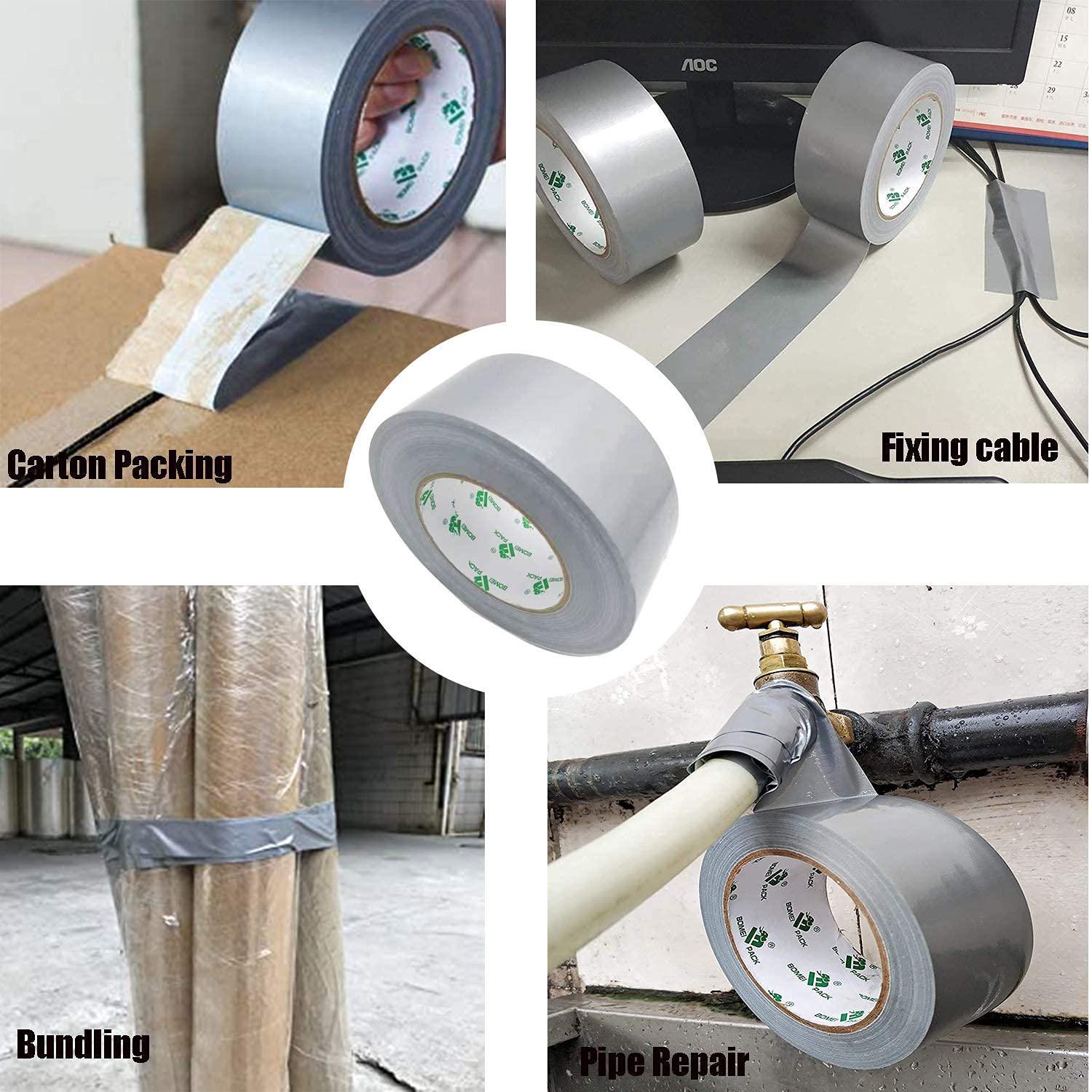 Nastro adesivo grigio, nastro adesivo rinforzato, 3 rotoli da 10 mm x 100 m per lavori di riparazione, fissaggio, sigillatura, etichettatura e ristrut - 3
