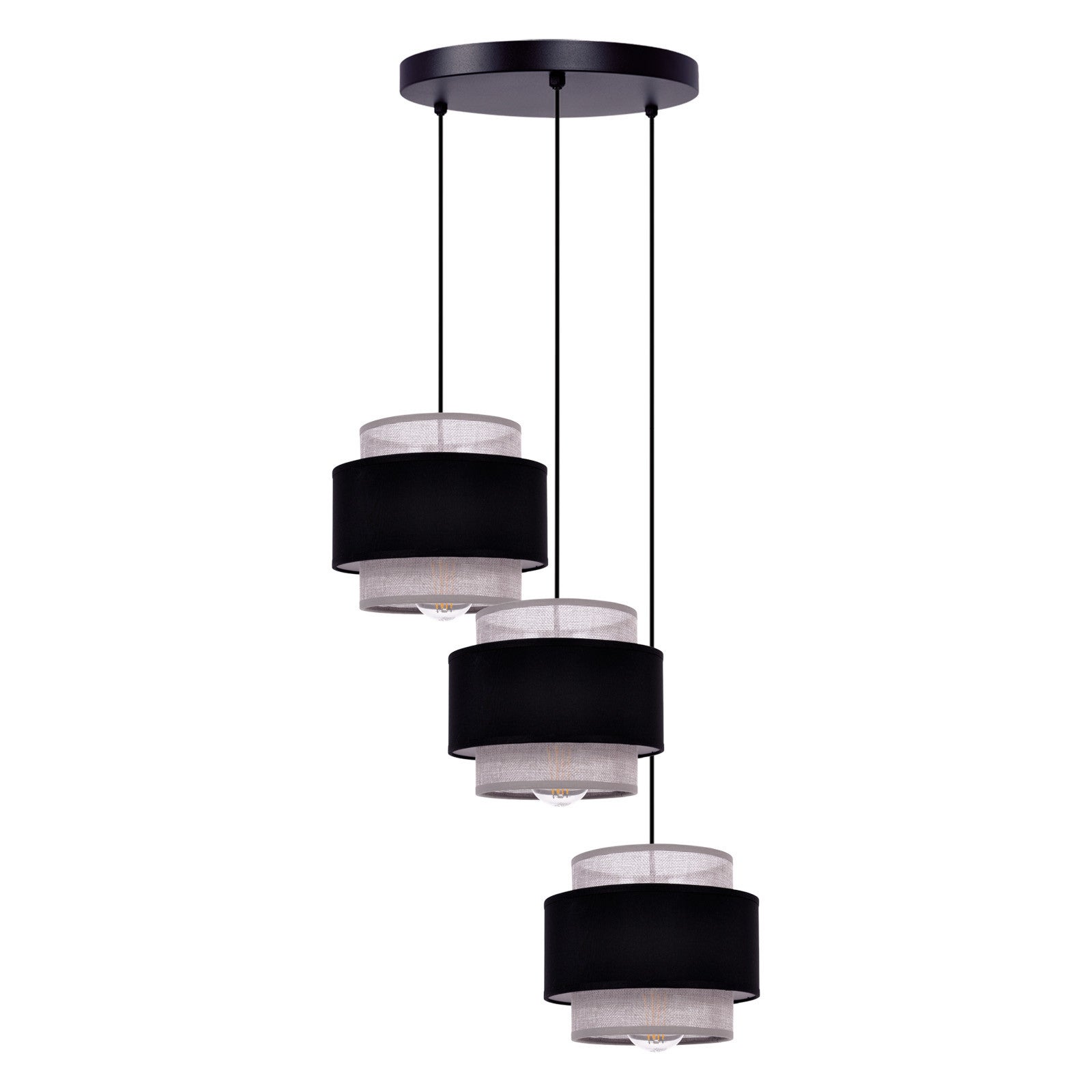 Lampa wisząca Doka czarno-szara 3xE27x40W wym: 100 x 45 x 45 cm tkanina Kaja