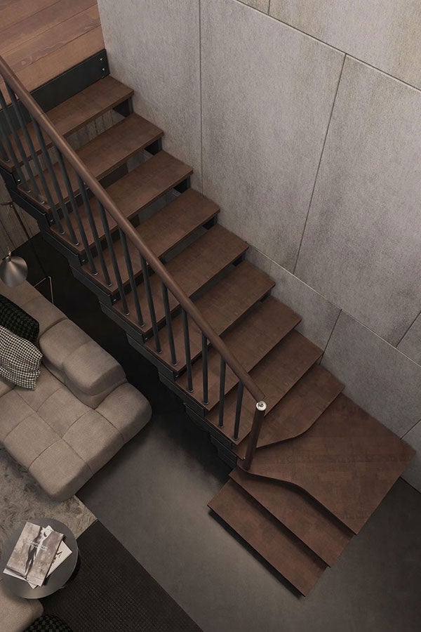 Gala - Escalier quart tournant (L Forme - 1/4 tournant) - Largeur 74 cm - 12 Marches - 4