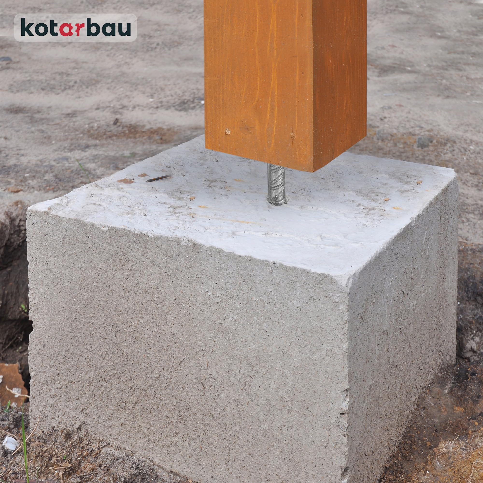2 soportes para postes de 80x80mm de acero galvanizado en caliente para postes de madera, anclaje de hormigón para postes, zapata para postes KOTARBAU - 8