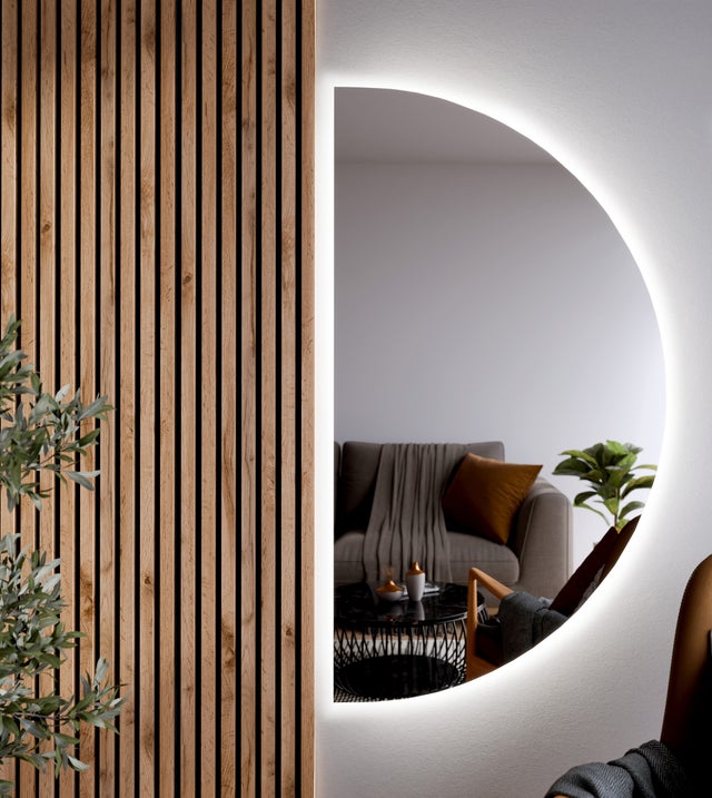 Miroir Décoratif Demi-Cercle Lumineux LED 45x90 Cm - Éclairage Chaud Sans Cadre, Design Scandinave Pour Entrée, Chambre Ou Couloir