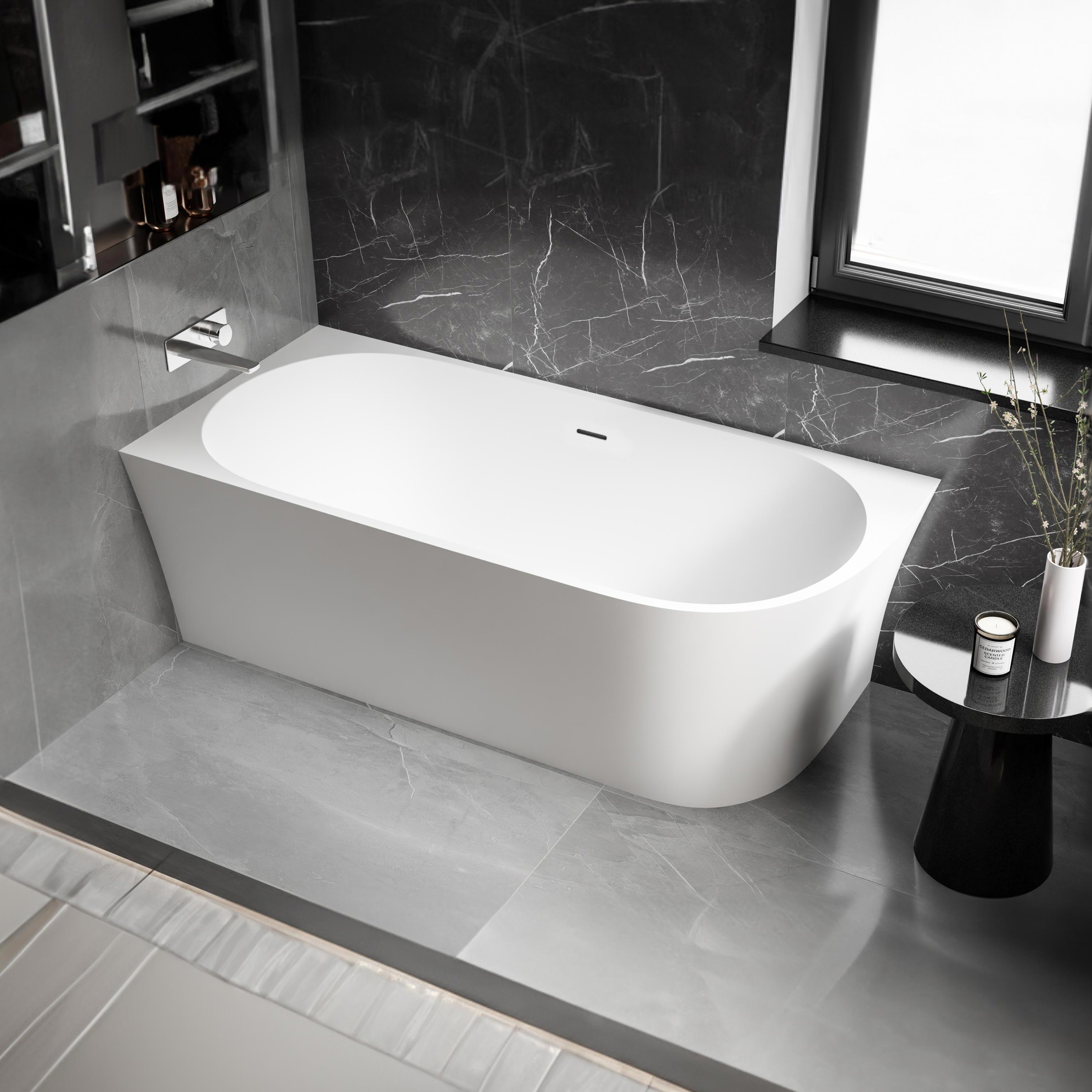 Vasca Da Bagno Freestanding NOVA SLIM LINE | Bianco Lucido | 170x78cm | Installazione A Destra | Senza Rubinetteria