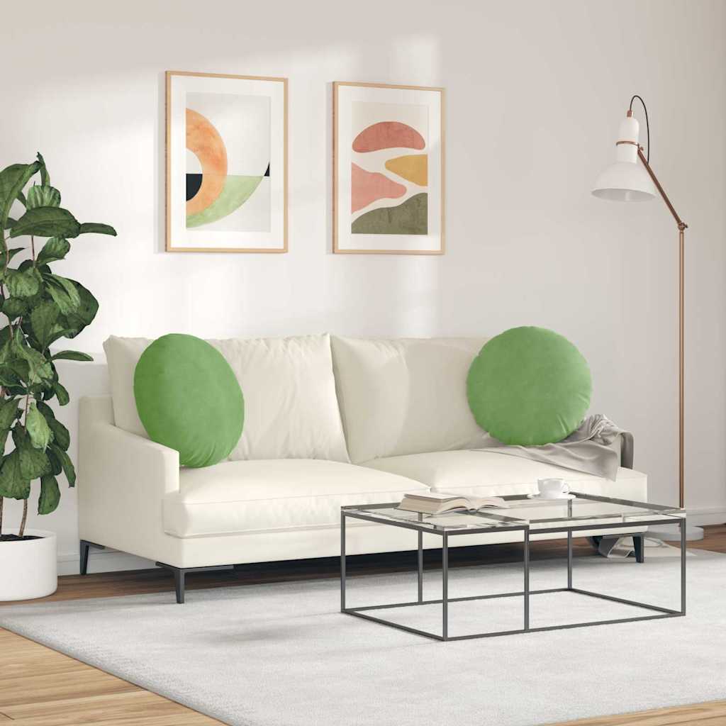 Cojines de asiento, 2 unidades, verde claro, Ø 40 x 13 cm, terciopelo - 4