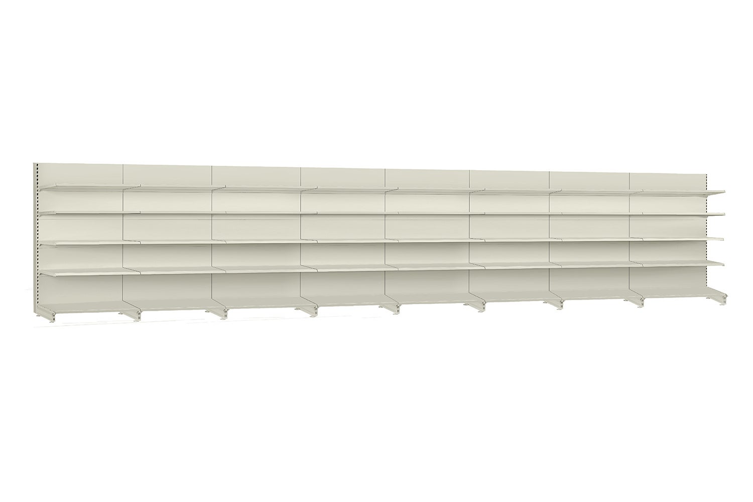 Zestaw 8x Regał przyścienny metalowy sklepowy 125x47x210cm półki 4x47cm komplet wolnostojący kremowy KTD