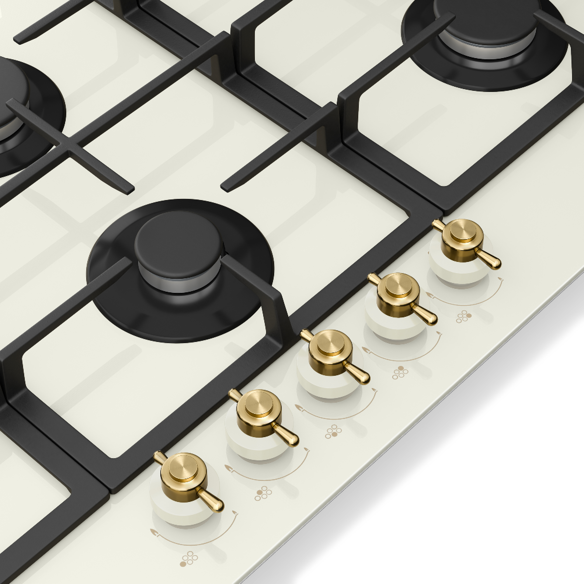 Klarstein Plaque de Cuisson Gaz Table de Cuisson 5 Brûleurs Plaque de Cuisson Encastrable 11100W Gaziniere Ivoire - 6