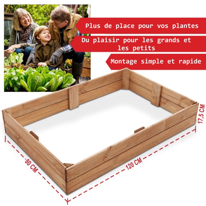 Carré potager eb bois surélvé 3 pièces Jardinière Chassis - 3