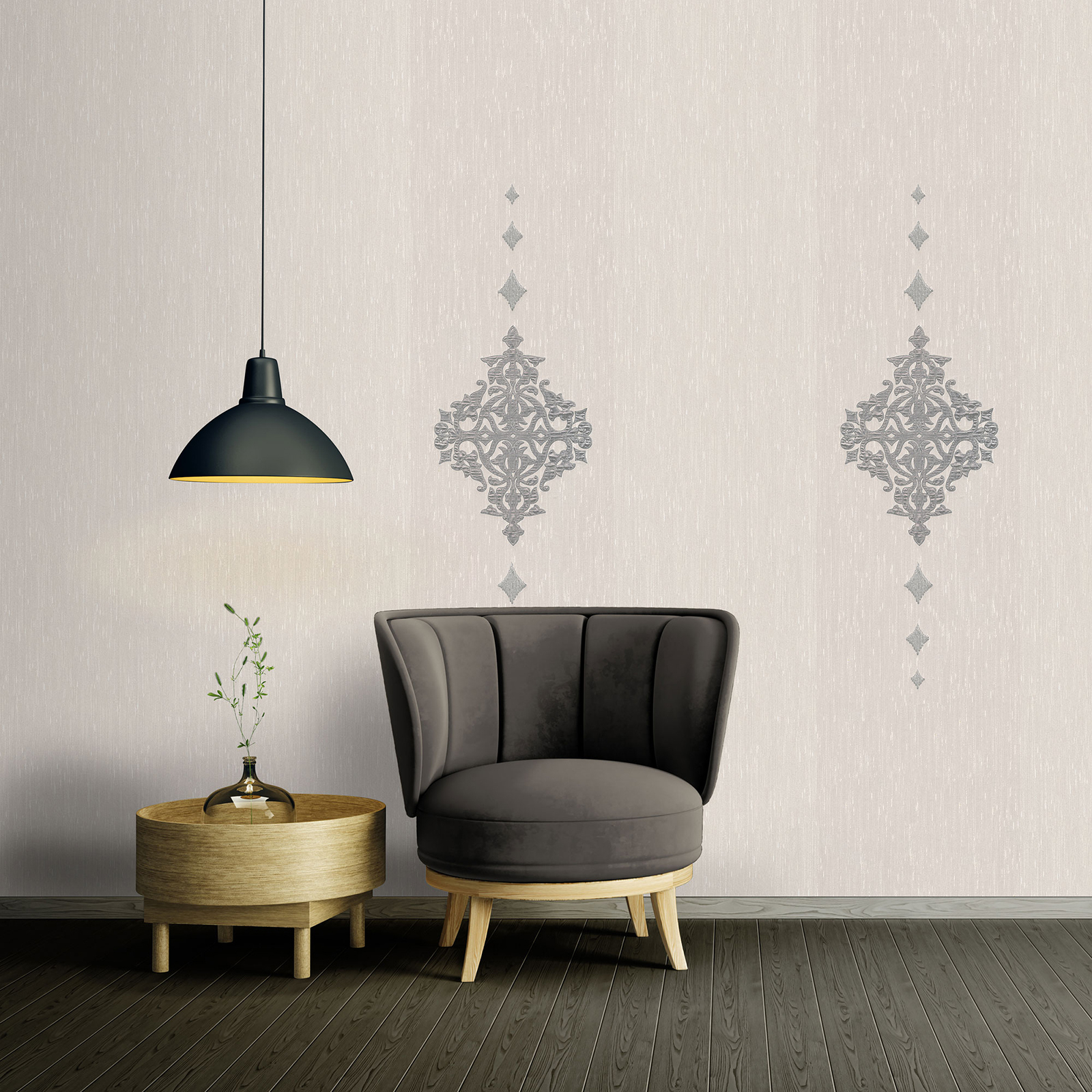 Papel pintado marrón claro y plateado para interior barroco papel pintado con dibujos elegantes papel pintado vinílico barroco