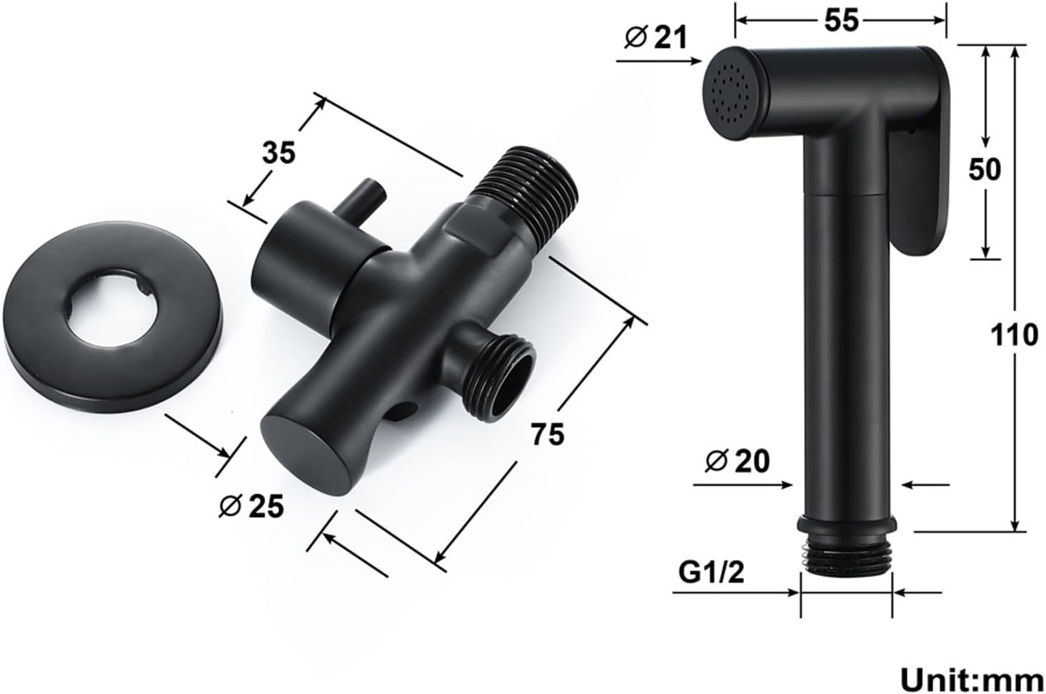 Peinture noire chaude et froide tout cuivre ensemble corps de vanne en cuivre + tuyau de 1,5 m + pistolet de pulvérisation en cuivre - 5