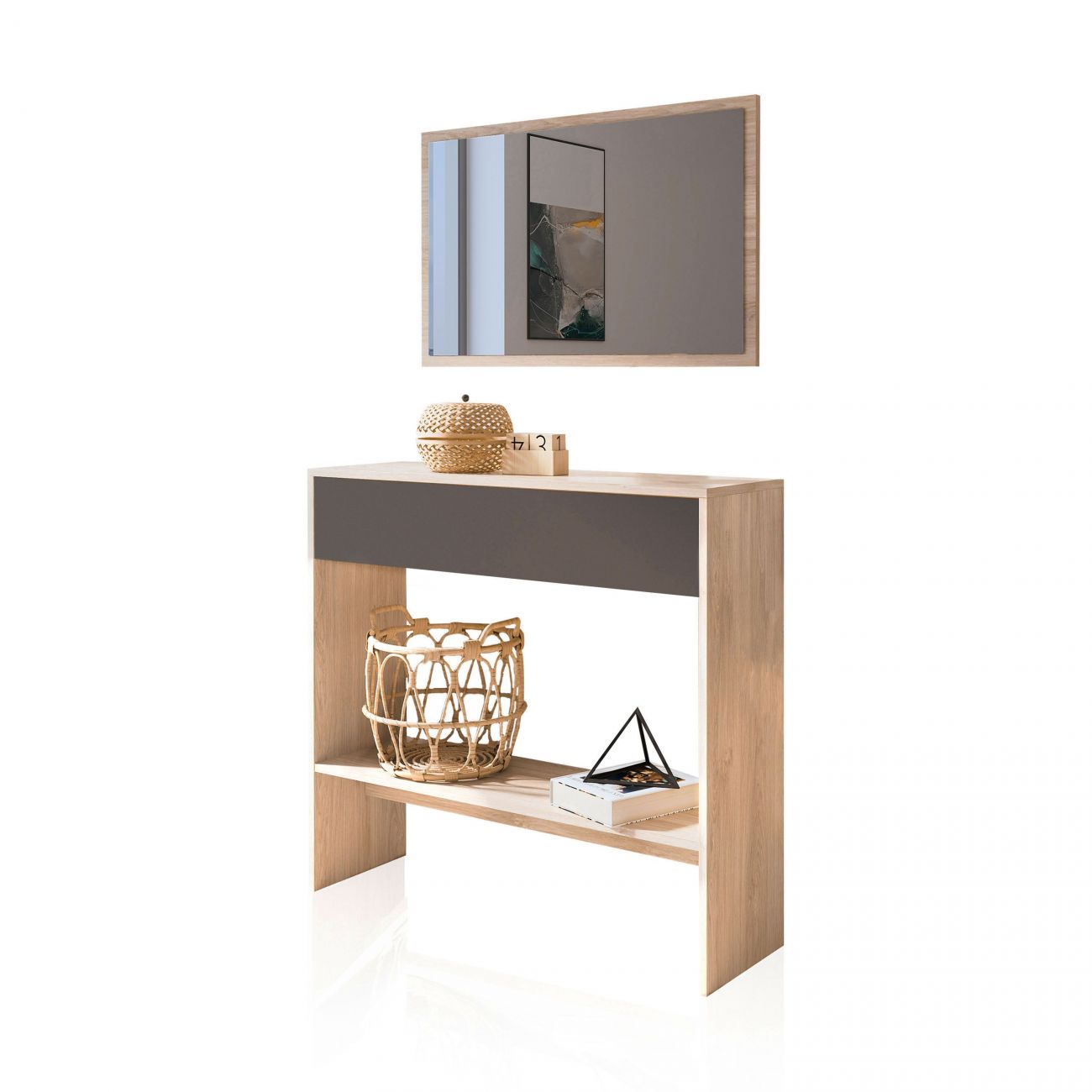 Duehome  Recibidor Aros Tofe, Grafito 91,5 X 85 X 27,9 Cm Gris , Leroy Merlin