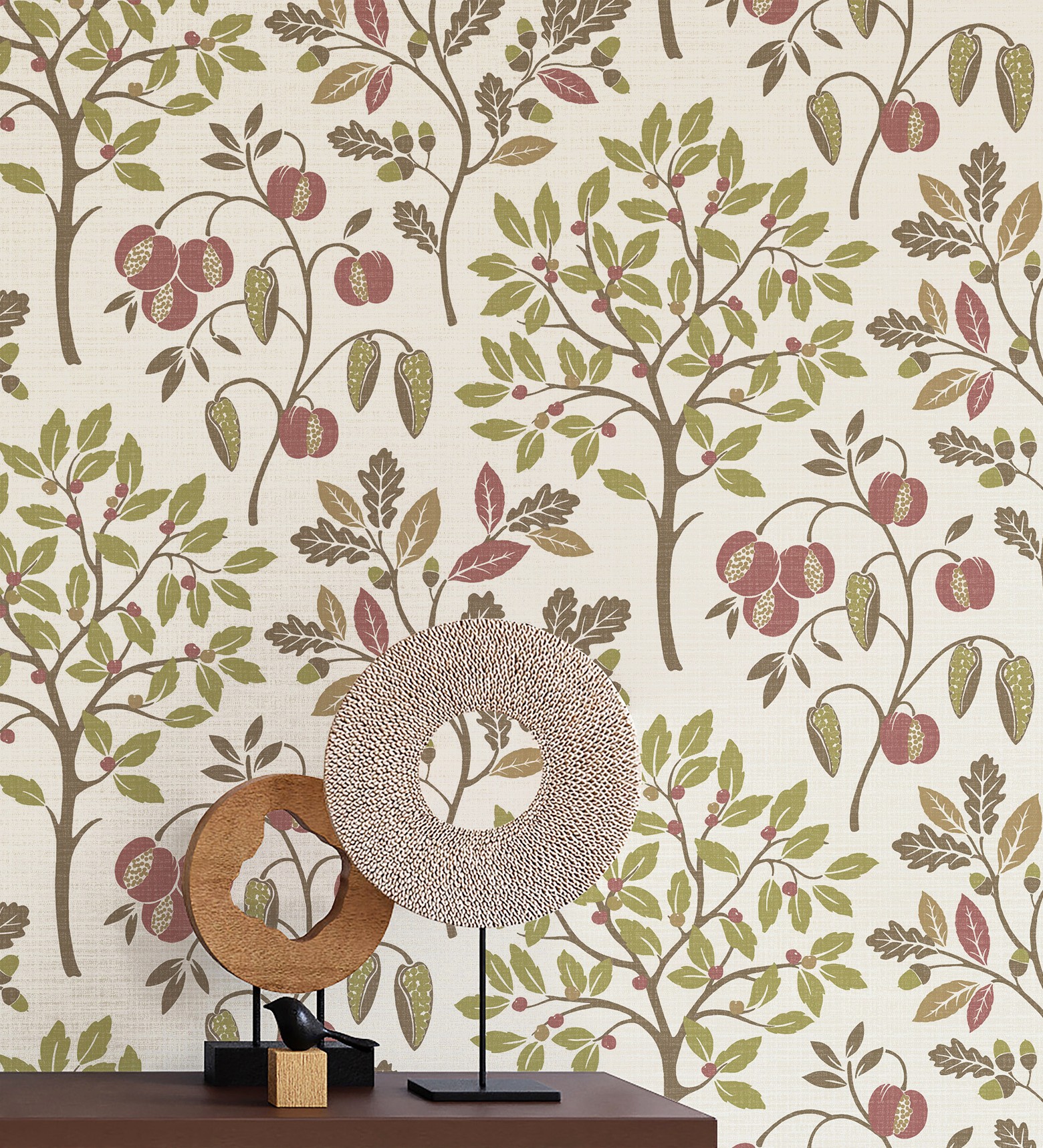 Papel pintado de dibujo de plantas y frutos ligeramente texturizado - maison cheryl 682395 de gaulan - rollo de 10 m x 0,52 m