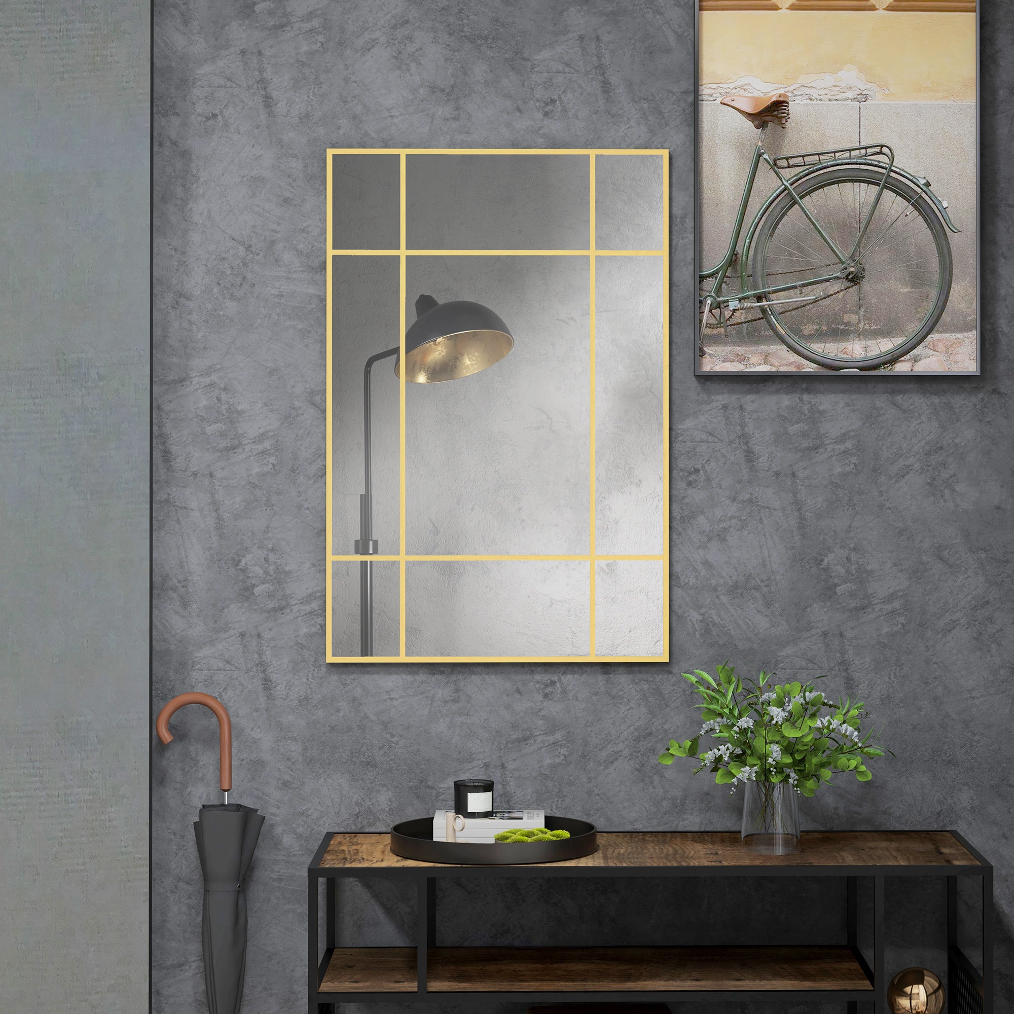 Espejo de Pared HOMCOM Vidrio Oro 90x2x60 cm - 2
