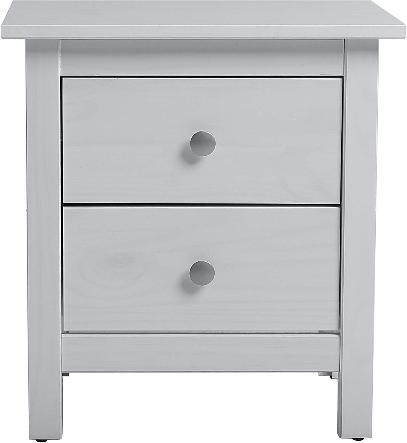 Table Chevet 2 tiroirs Betty Blanc, Fabriqué en Bois de pin Massif - 3