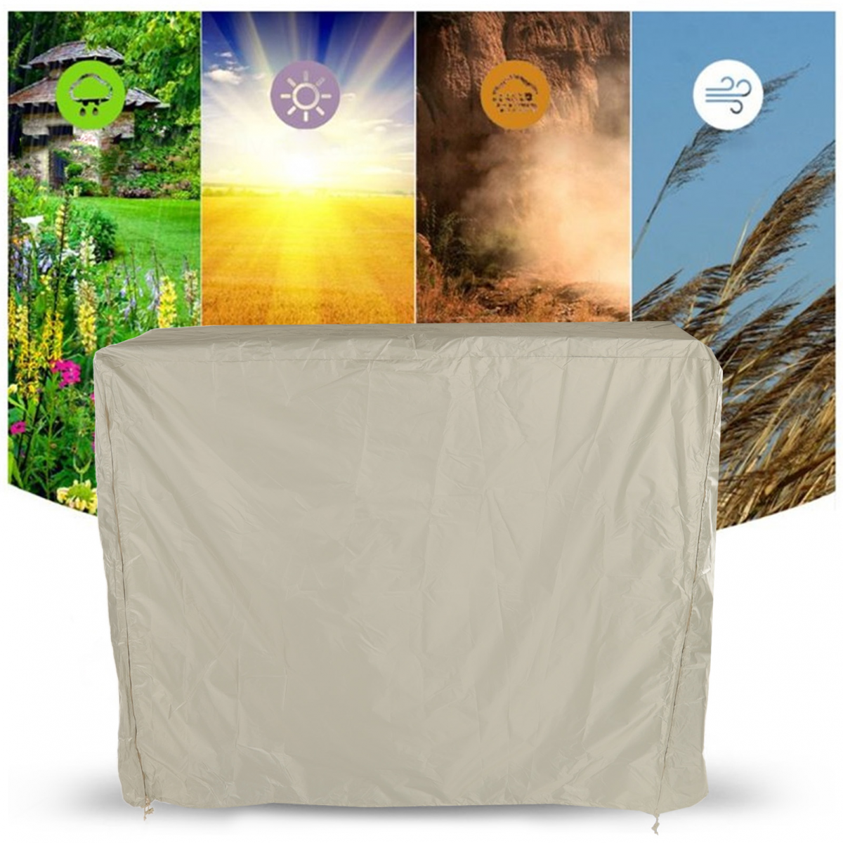 Husă de protecție pentru masă de ping-pong, fabricată din tafta de poliester argintiu 190g, impermeabilă, cu fermoar, bej, 155 x 75 x 144 cm