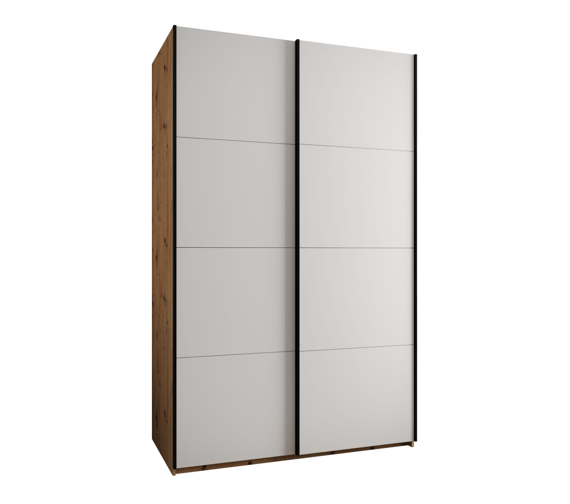 Szafa przesuwna wysoka Lux 1 160 x 64 x 245,5 cm artisan + biały + u. czarny - Abiks Meble