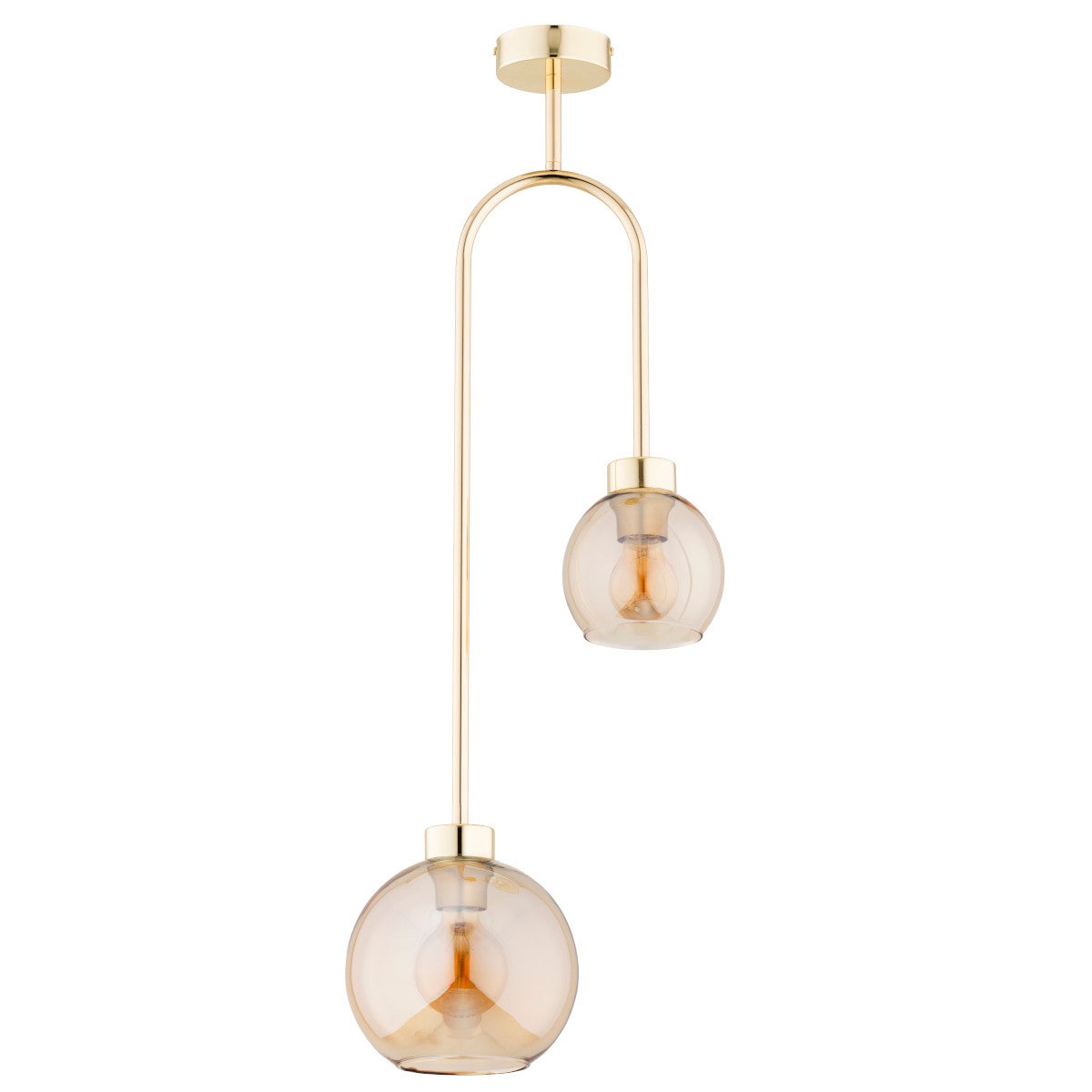 Lampa wisząca Vector złoto-bursztynowy 2xE14x10W nowoczesna wym: 90 x 35 x 20 cm metal Alfa