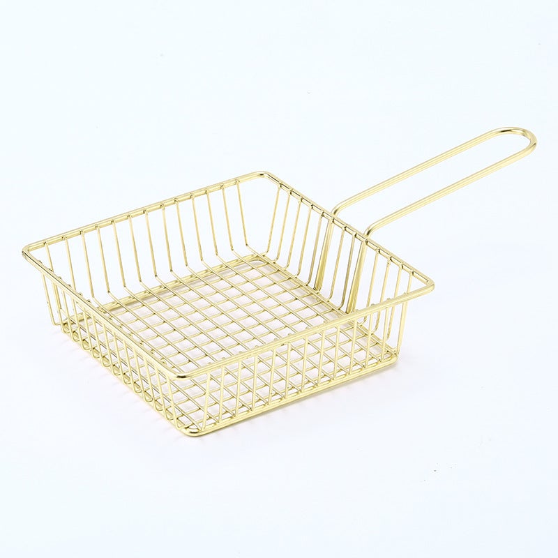 Mini panier de friture carré en fer électroplaqué, panier à frites et snacks style américain - 6
