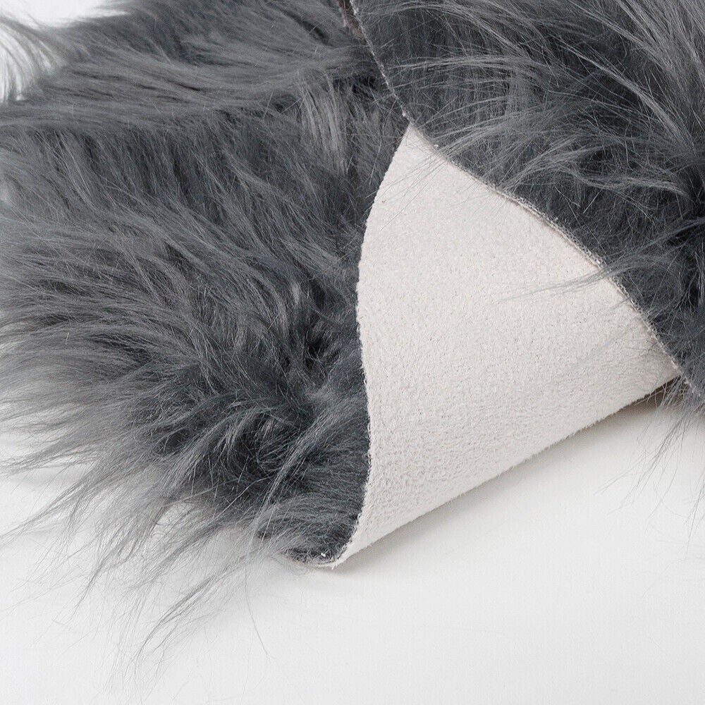 Tappeto Bagno Camera Cuore Grigio Scendiletto Pelo Lungo Shaggy Doccia Antiscivolo - 2