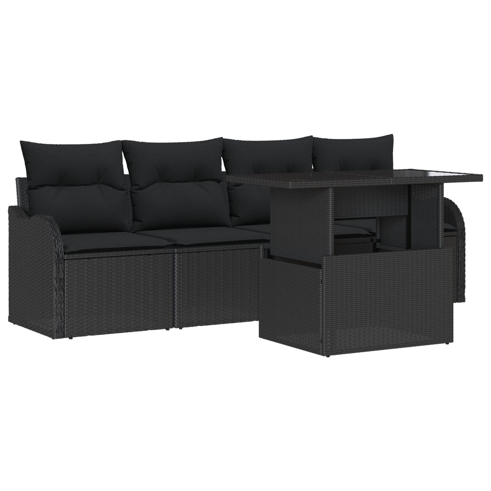 Zestaw Sof na Ogród z poduszką 5 pcs Czarny Polirattan vidaXL