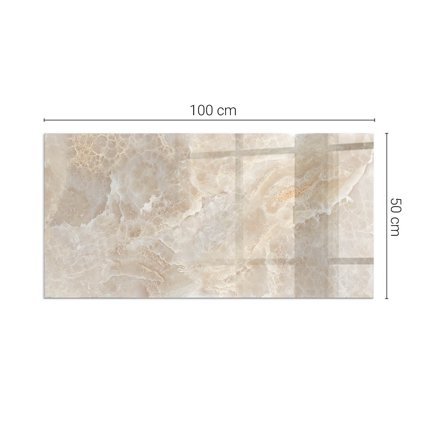 Prostokątna płyta szklana ochronna pod piecyk, kominek - 100x50 cm - Naturalny wzór kamienia - TULUP - 2