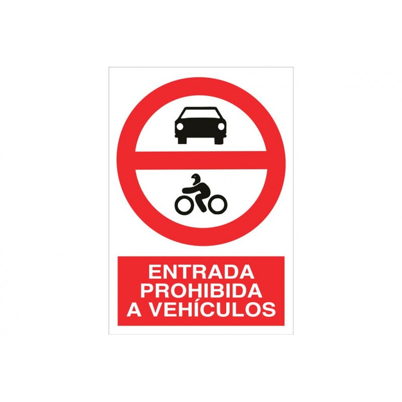 Señal de prohibido la entrada a vehículos (pictograma y texto) COFAN ...