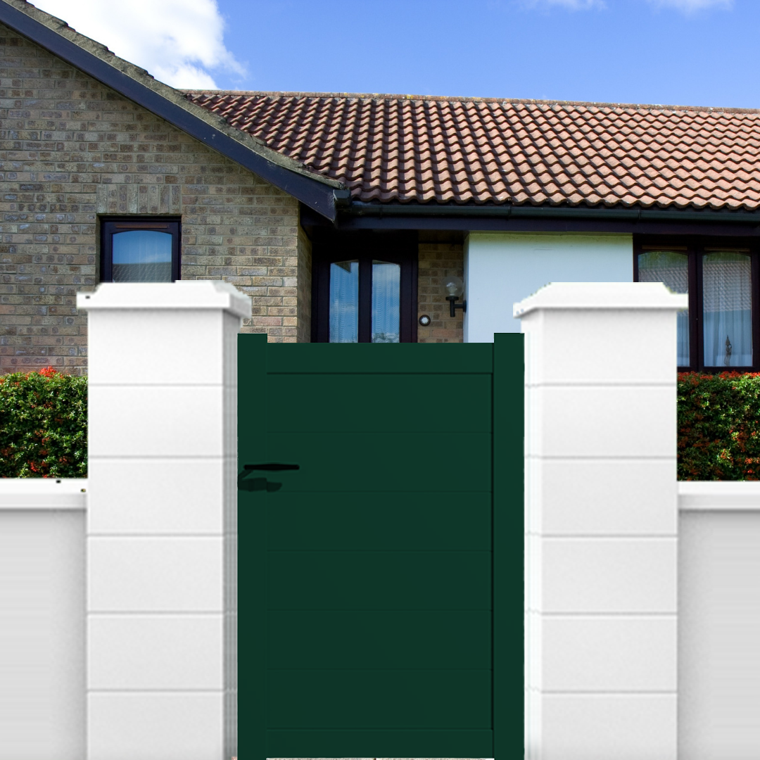 Portillon aluminium modèle plein en kit dimensions L.1000 (entre piliers) x H.1500 mm Couleurs Vert (RAL 6005) - 2