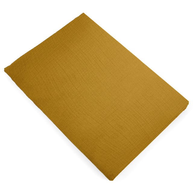 Drap plat 270x300 cm mousseline de coton MILOS jaune gold