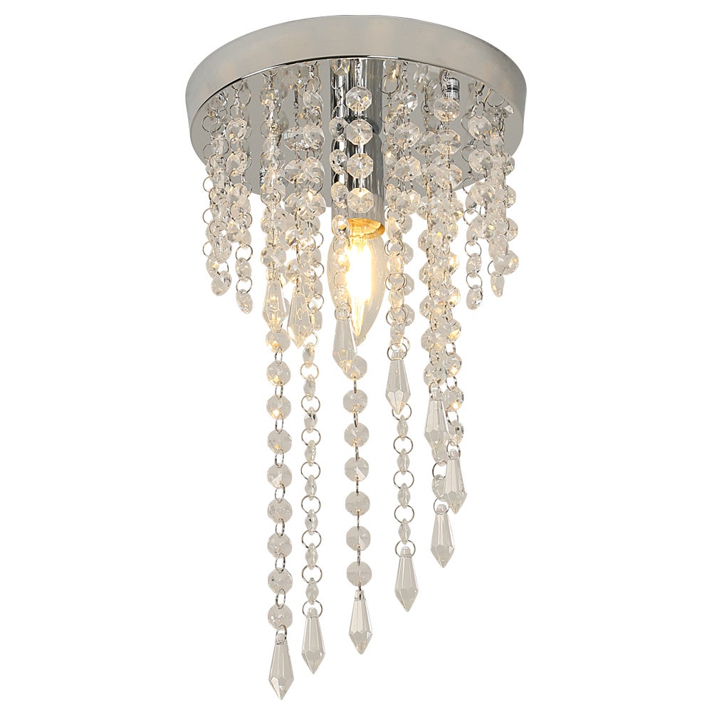 Lustre En Cristal Antique Style Panier – Plafond, Argenté, 46x24 Cm
