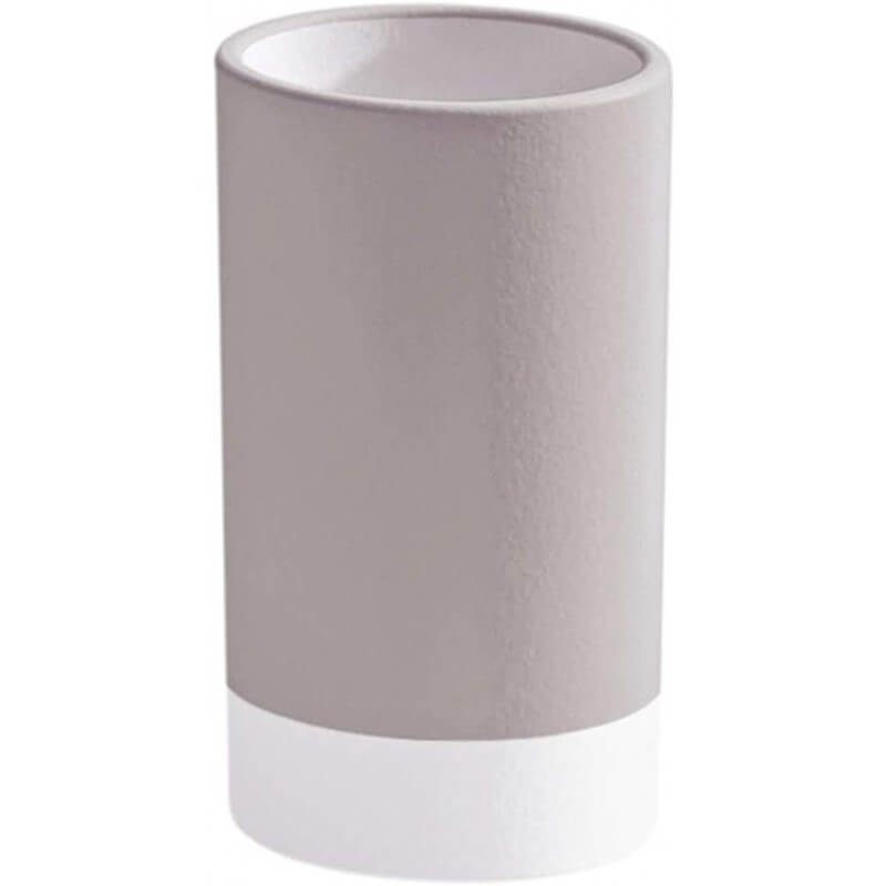 Vaso Cepillo Dientes Portacepillos Ilary De Gedy - Cerámica Y Corcho, Estilo Italiano (Blanco, 7x7x10.5 Cm) Vaso Para Cepillo De Dientes