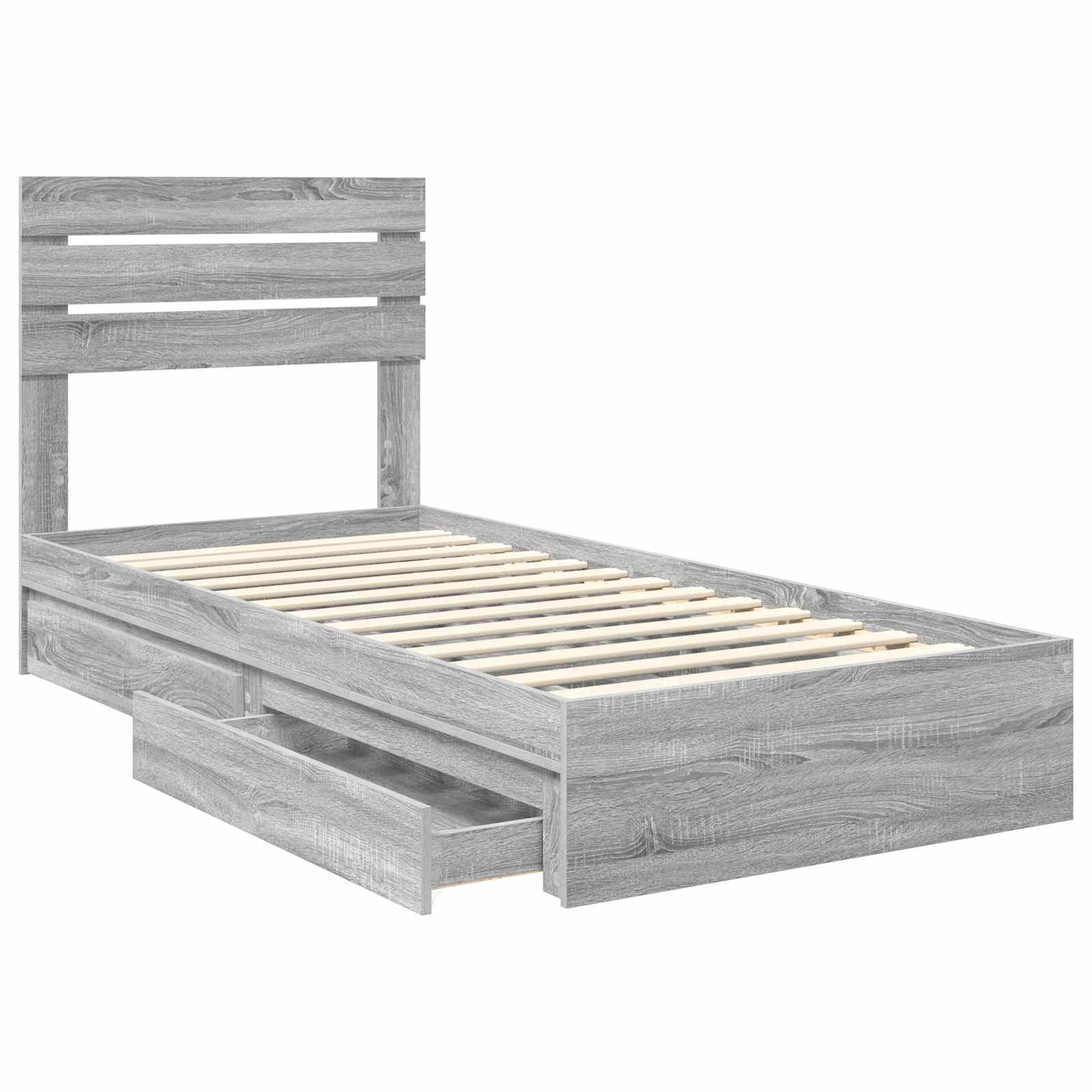 Lit de rangement Gris 90 x 200 cm Panneau de bois - 5