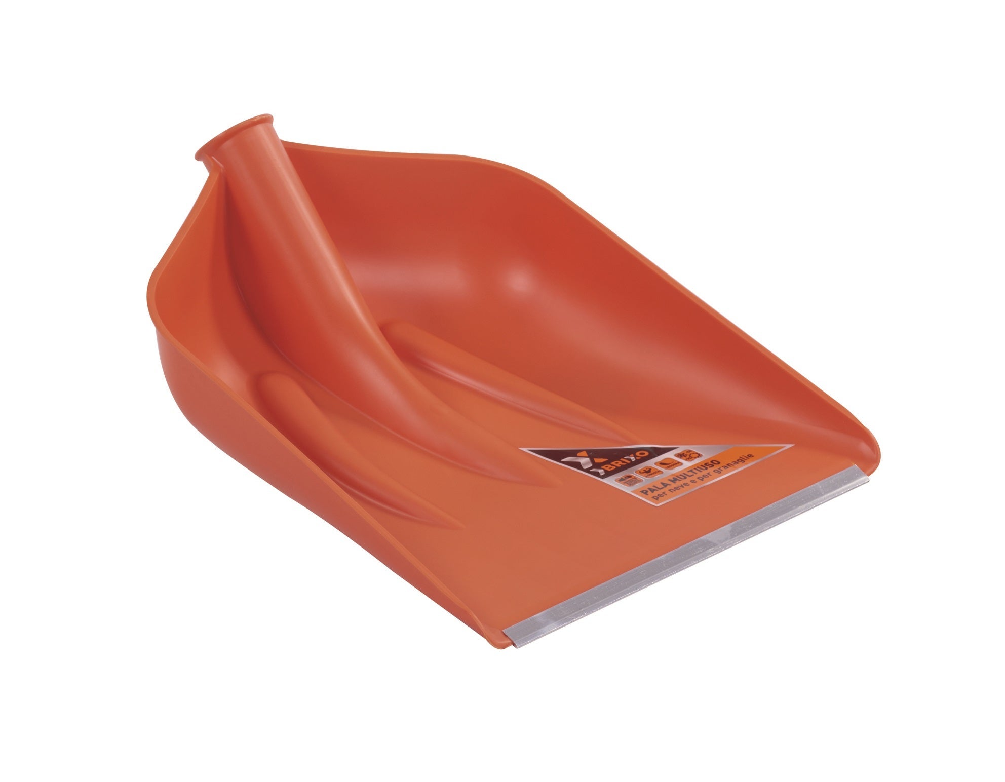 BRIXO Smart Pala Da Neve/Grano In Polipropilene Rinforzato, Con Lamina Sul Bordo E Manico In Alluminio, 48x37x144 Cm