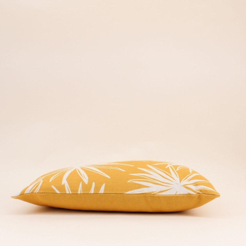 Coussin déperlant & anti uv fleuri jaune 50x30cm - Ornami - 4