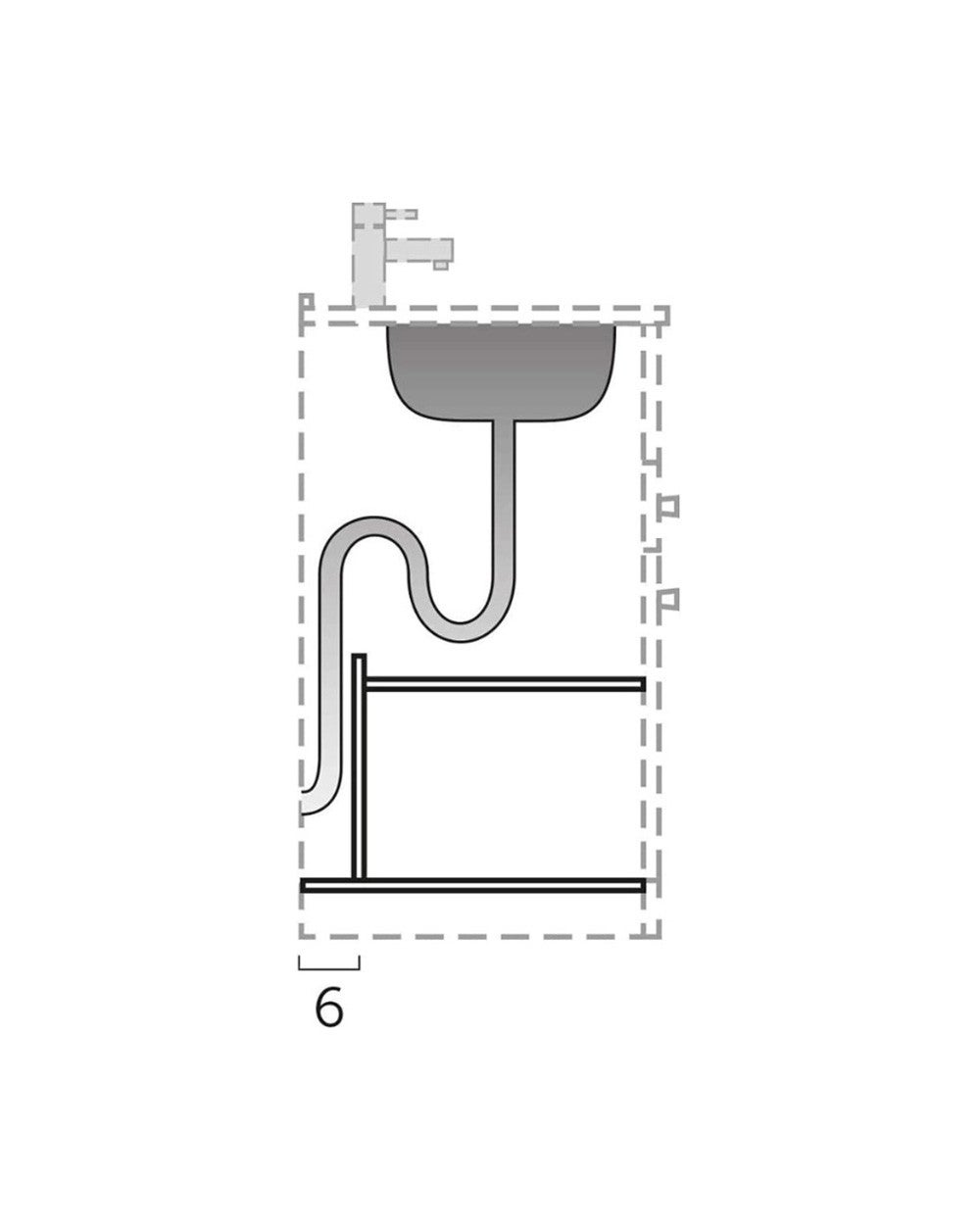 Armadio da bagno montato a pavimento con lavandino in ceramica | 120cm (2 seni) | 2 cassetti con chiusura imbottita e organizzatore | Bianco lucido - 7