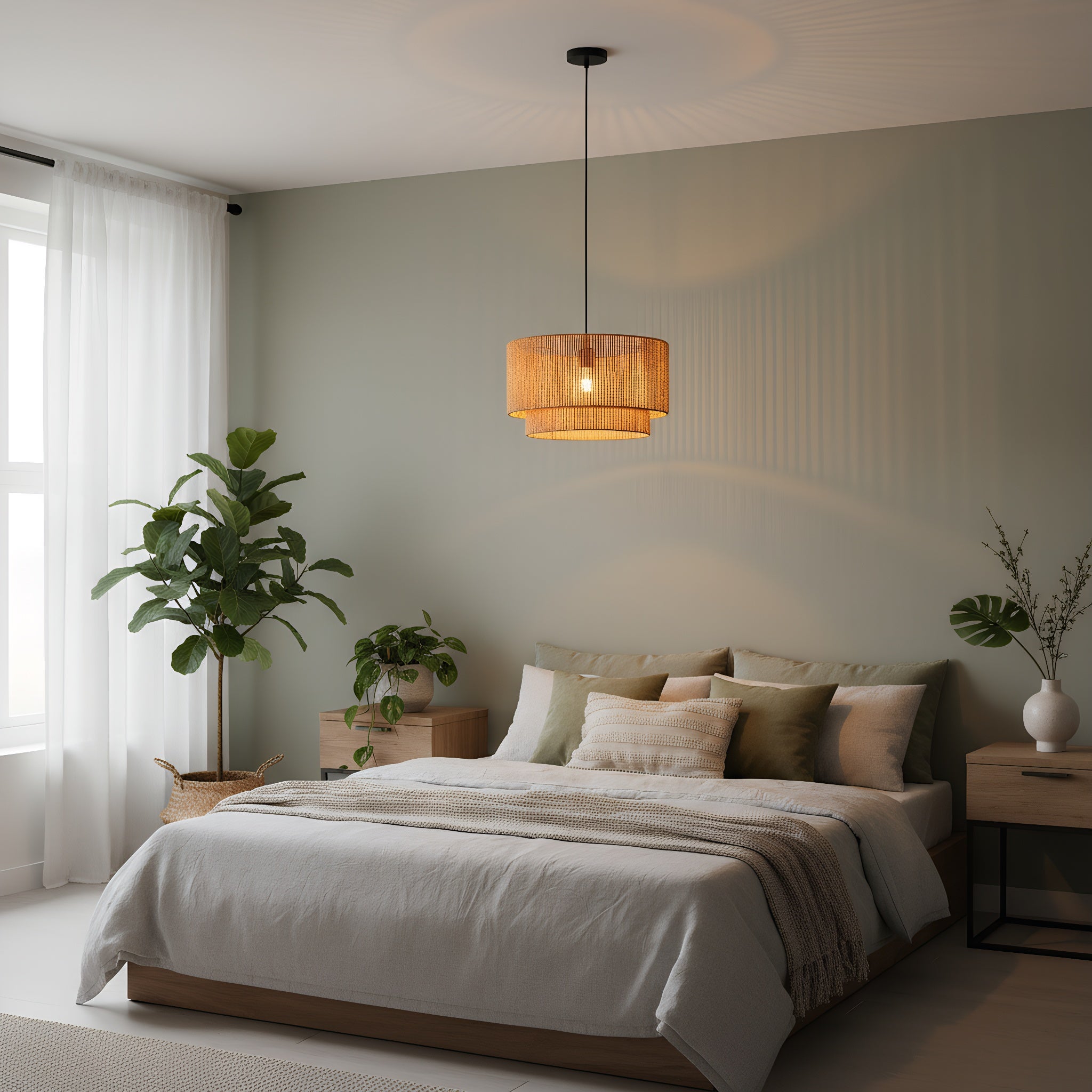 Lámpara colgante de papel trenzado Ø45 cm, estilo nórdico natural, E27 YUNA - 7