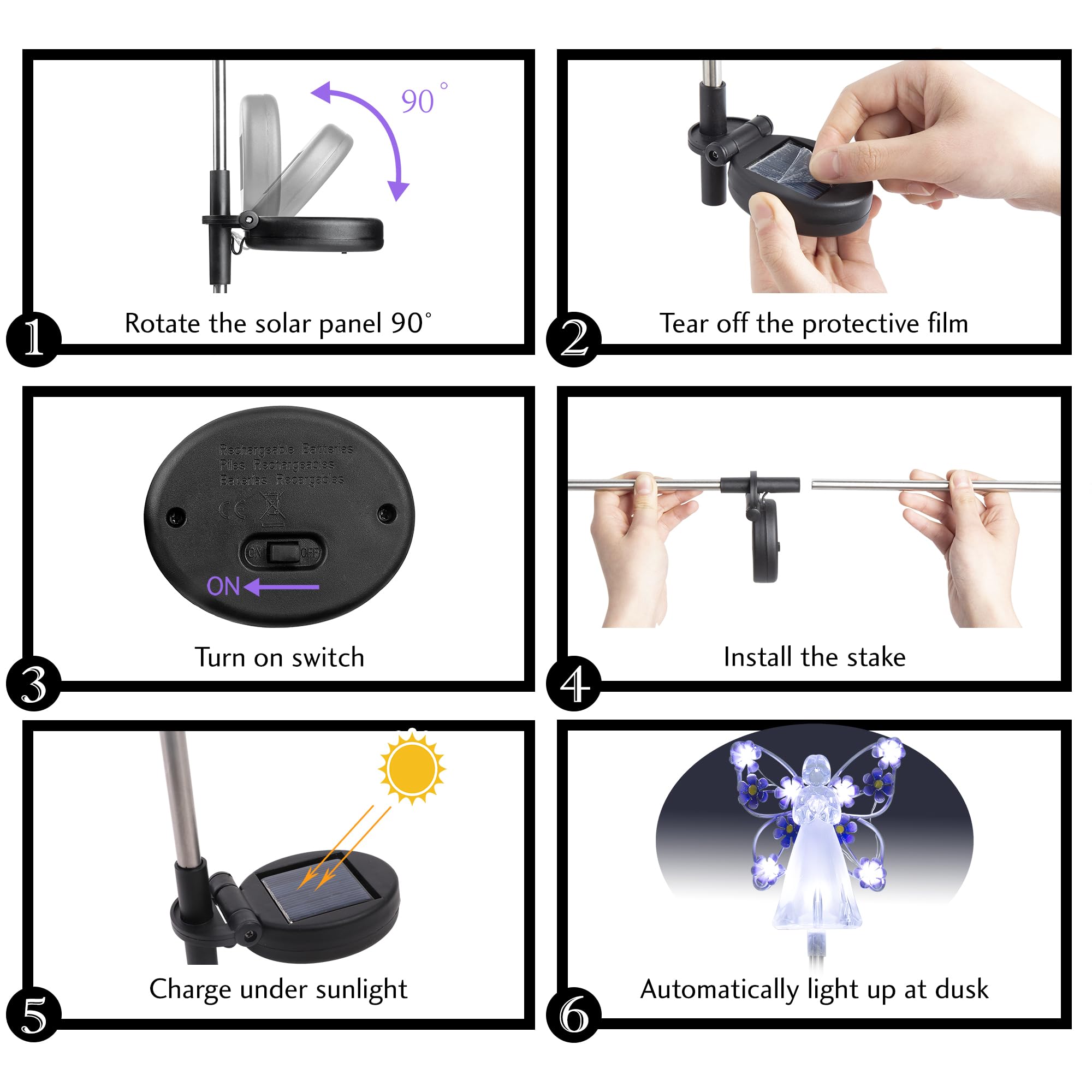 Confezione da 2 luci a LED a energia solare per decorazioni di cimiteri, luci a LED multicolore che cambiano colore, impermeabili, per giardino, cortile, patio, cimitero, decorazioni per tomba